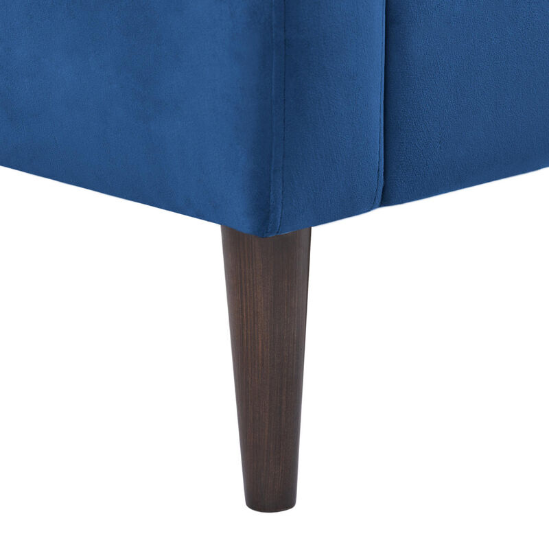 Modern Upholstered Tufted Accent Chair, Velvet Fabric Single Sofa Side Chair, Comfy Barrel Club Living Room Armchair with Solid Wood Legs for Bedroom Living Reading Room Office, Blue