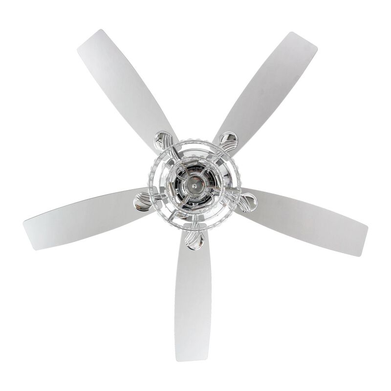 52 in. Chrome Crystal Chandelier Ceiling Fan with Light and Remote