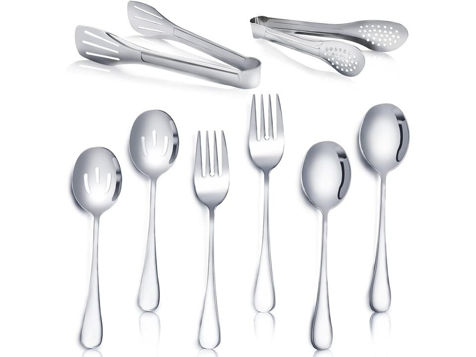 Dmoera 8 Pieces Stainless Steel Flatware Serving Utensils