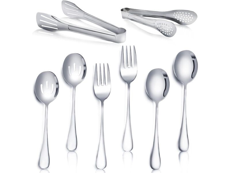Dmoera 8 Pieces Stainless Steel Flatware Serving Utensils