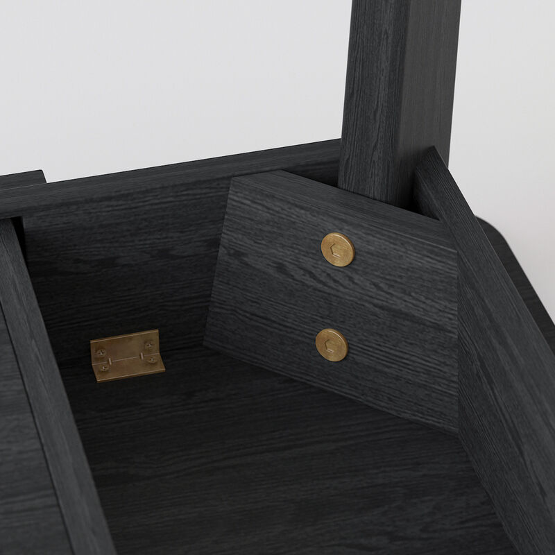 21.7 in. H Retangular Black walnut Wood 2 Drawer Computer &Gaming Desk