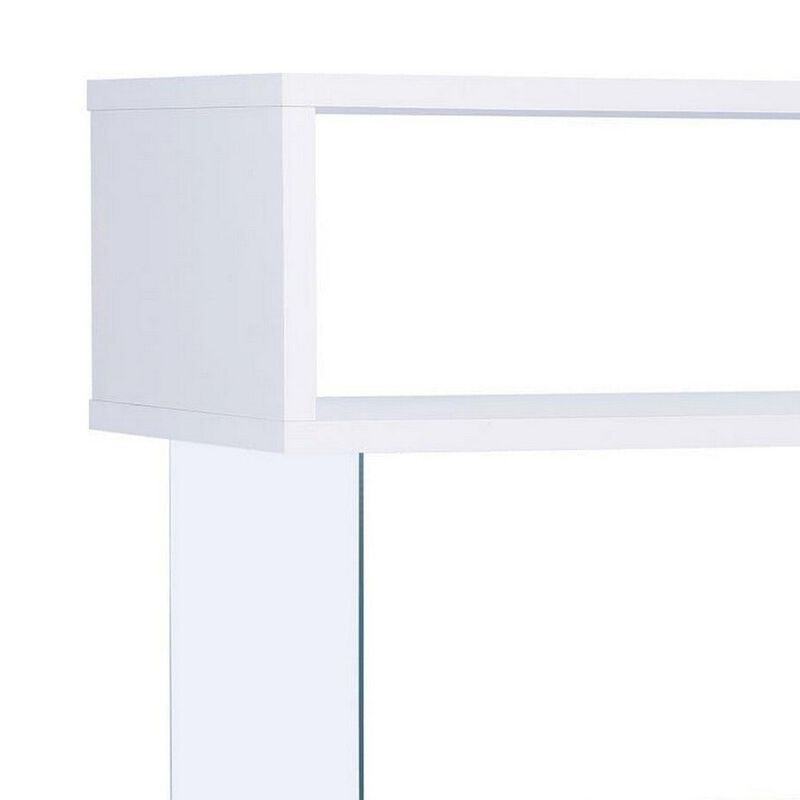 Fantastic glossy white wooden bookcase-Benzara
