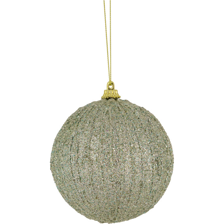 4" Green Glitter Shatterproof Christmas Ball Ornament