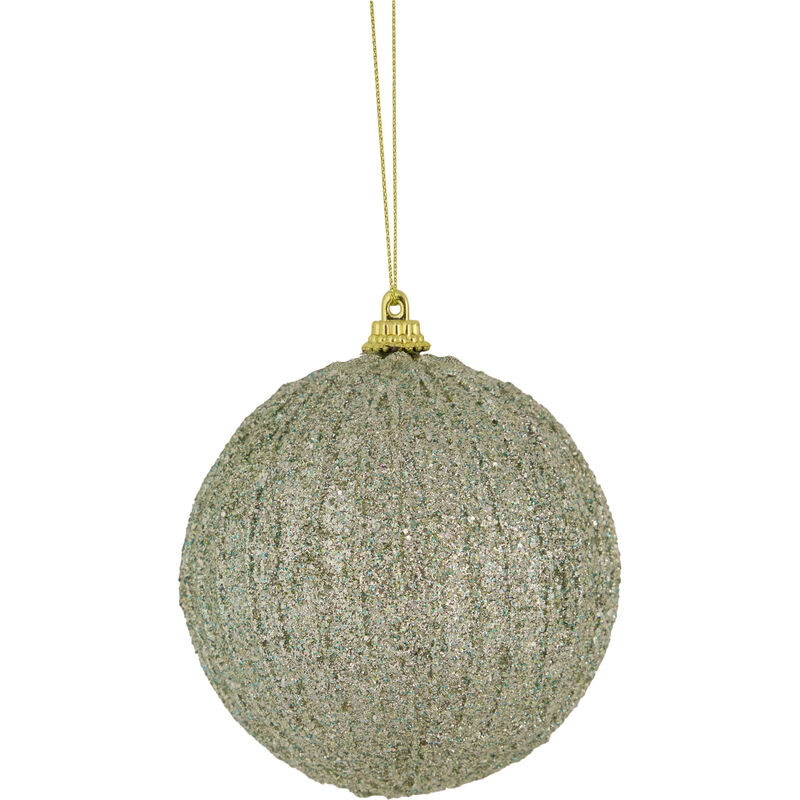 4" Green Glitter Shatterproof Christmas Ball Ornament