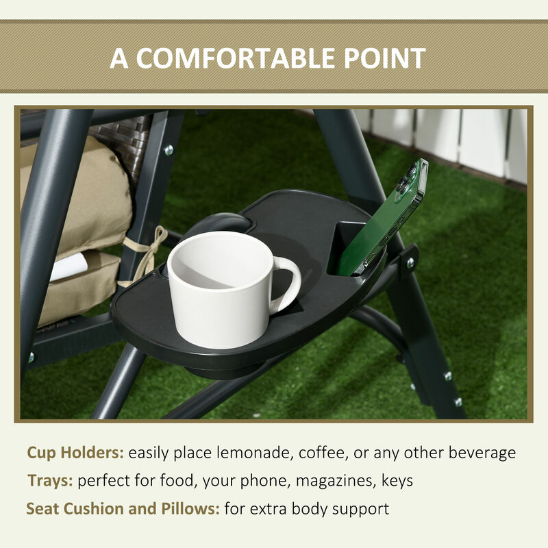 Hivvago 3-Seat Patio Swing with Adjustable Canopy image number 6