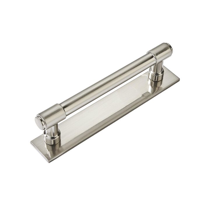 khtumeware 5 Pack 3-3/4 Inch(96 mm) Center to Center Brushed Satin Nickel Cabinet Pull Backplate with Base Plate Zinc Solid Kitc