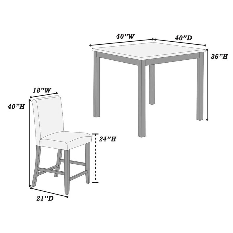 Simple Relax 5 Piece Counter Height Dining Set with Footrest image number 1