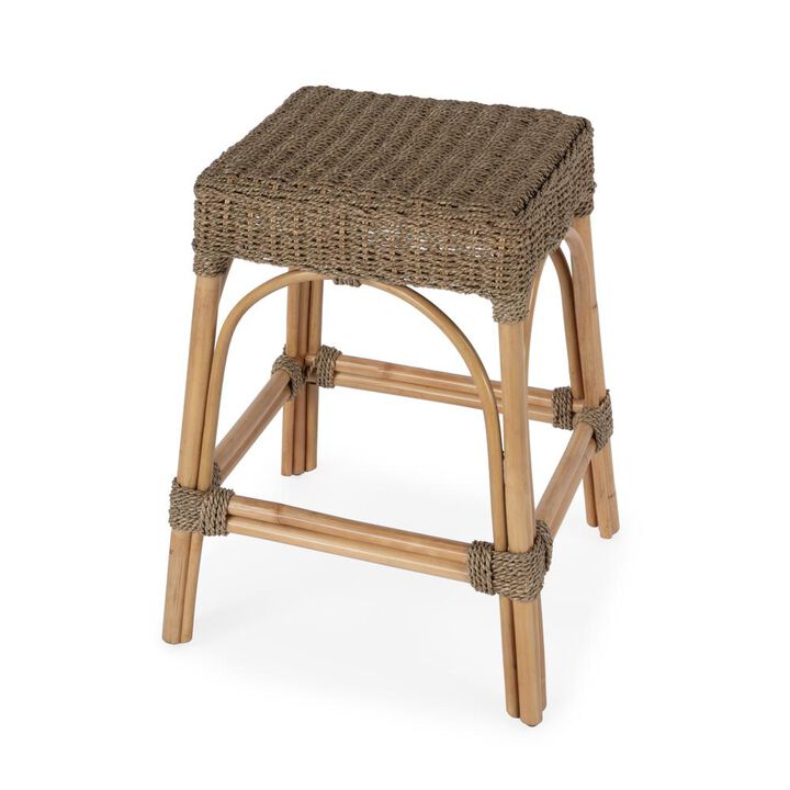 Butler Specialty Robias 24.5 Rectangular Rattan & Mendong Grass 24.5 Counter Stool, Light Brown