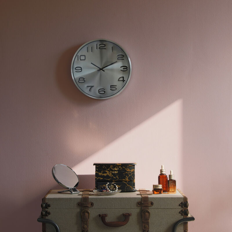 Aluminum Round Wall Clock - Modern Decor for Living Room, Kitchen, or Dining Room - 12 in Decorative Timepiece with Sleek Design - Large Round Clock for Home - Silent Ticking, Battery Operated, Silver