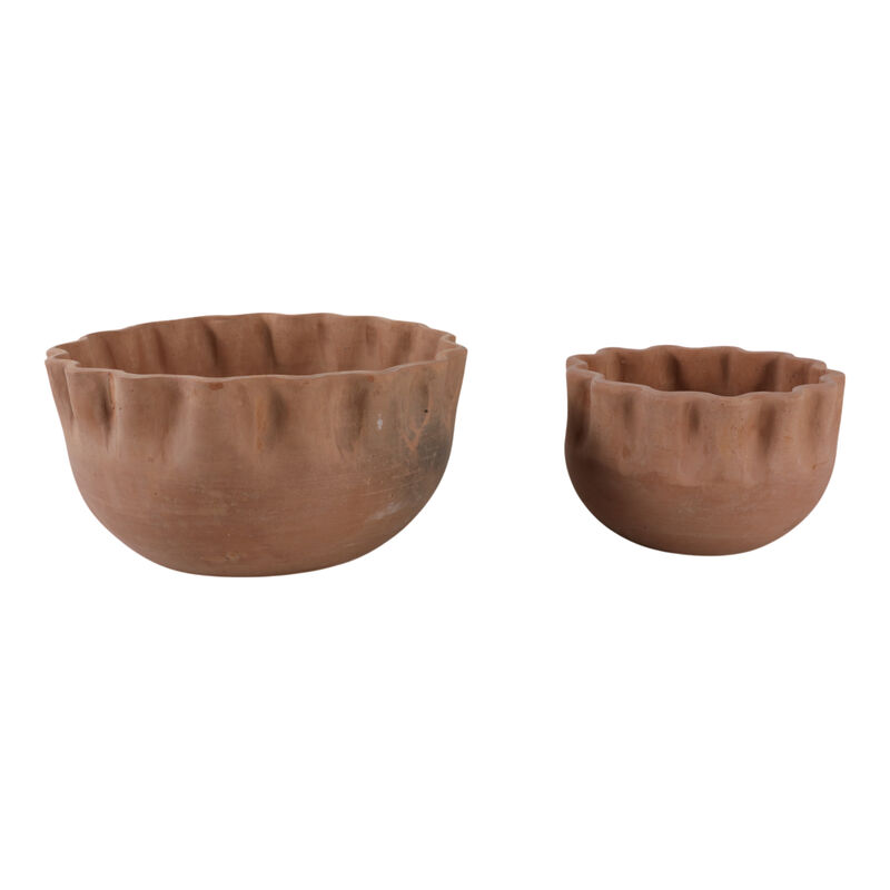 S/2 9/13" Terracotta Planters, Natural image number 3
