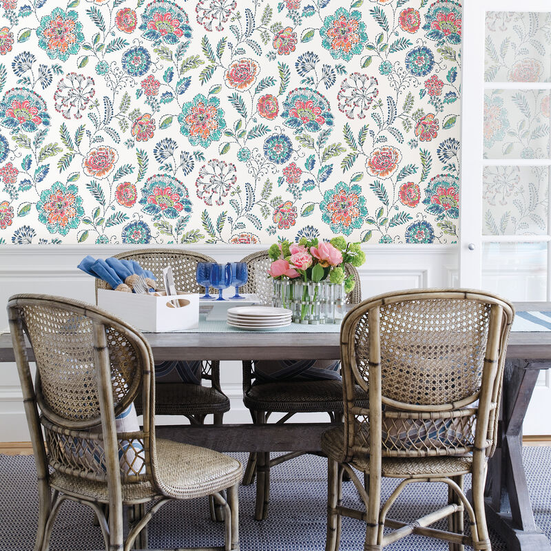 Tropez Teal Jacobean Wallpaper image number 1