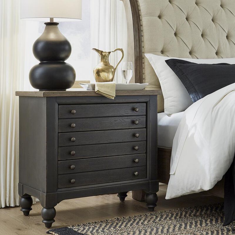 Liberty Furniture Bedside Chest w/ Charging Station - Black Traditional in Dusty Taupe 3 Drawers image number 3
