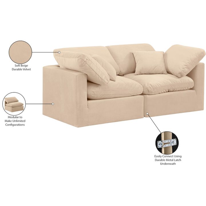 Meridian Furniture Indulge Beige Velvet Modular Sofa