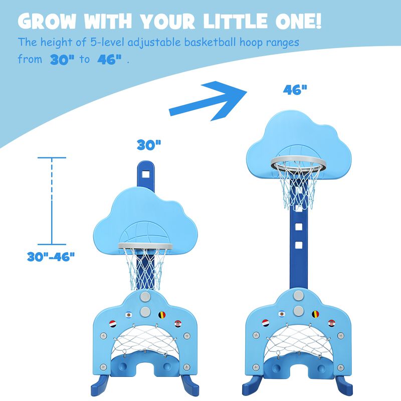3-in-1 Adjustable Basketball Hoop Set for Kids with Balls, Height Adjustable Indoor Outdoor Playset image number 7