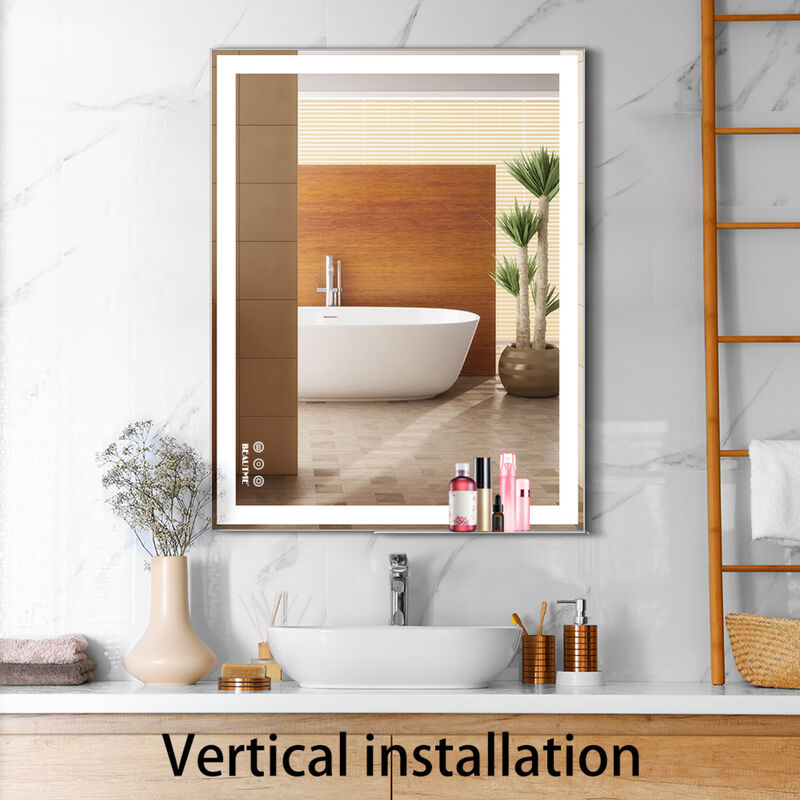 ELEMENT ACE LED Wall Mounted Bathroom Vanity Mirror with Adjustable White Warm Natural Light Anti-Fog Touch Switch Memory Function Smart Large Rectangular Bathroom Mirror image number 7