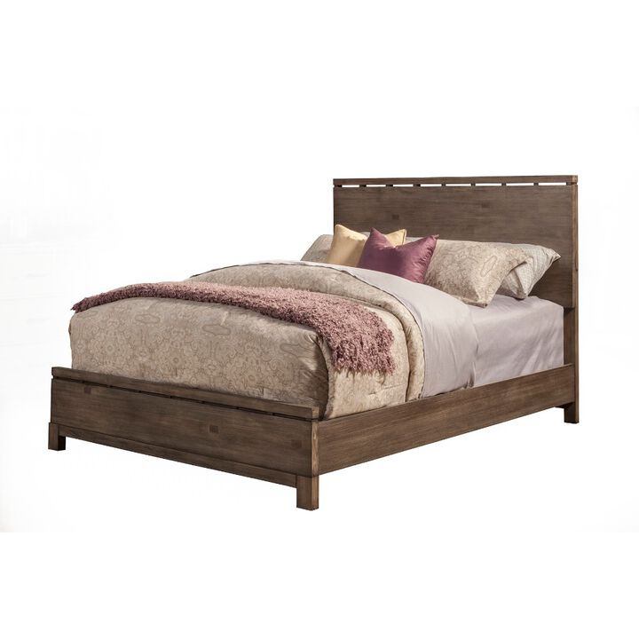 Wooden Full Size Panel Bed,  Brown-Benzara