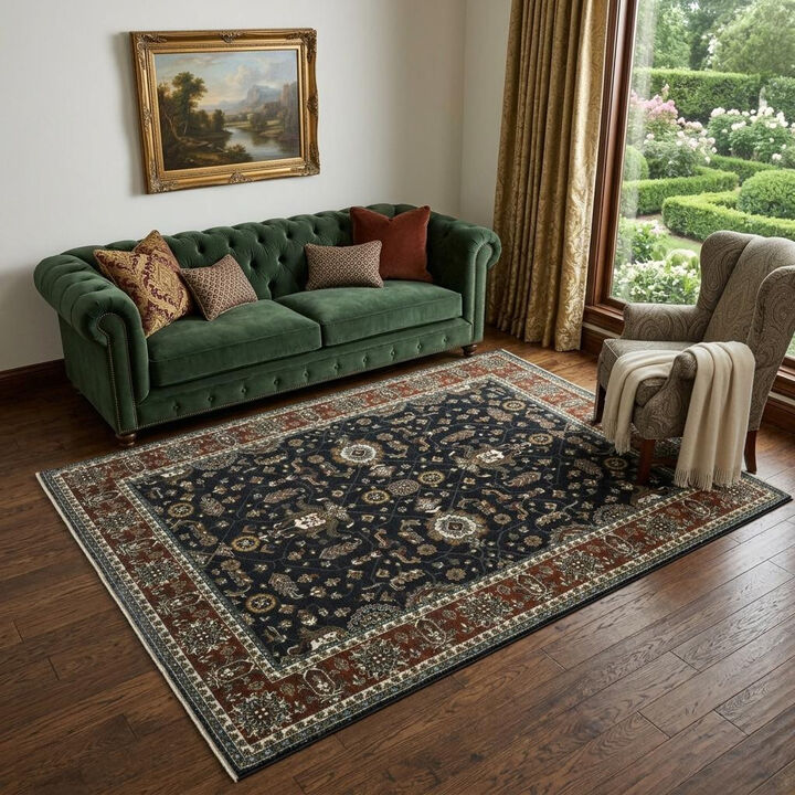 HomeRoots Oriental Runner Rug With Fringe