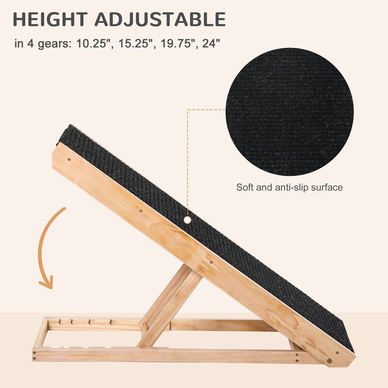 Black Pet Accessibility: Foldable Adjustable Height Ramp for Dogs/Cats image number 5