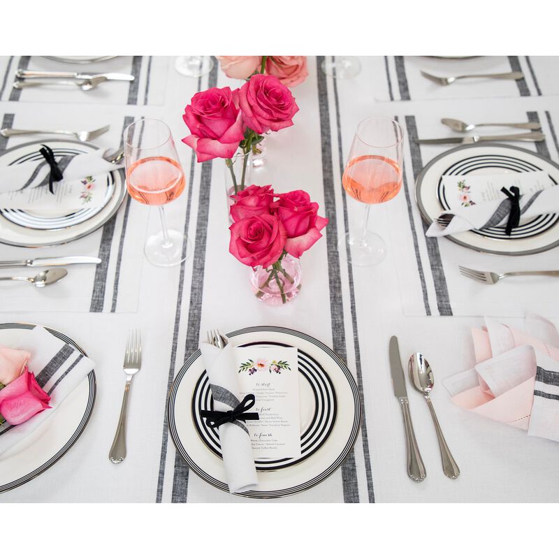 Solino Home French Stripe 100% Linen Table Runner &ndash; Handcrafted, Machine Washable, Perfect for Holiday and Everyday Dining