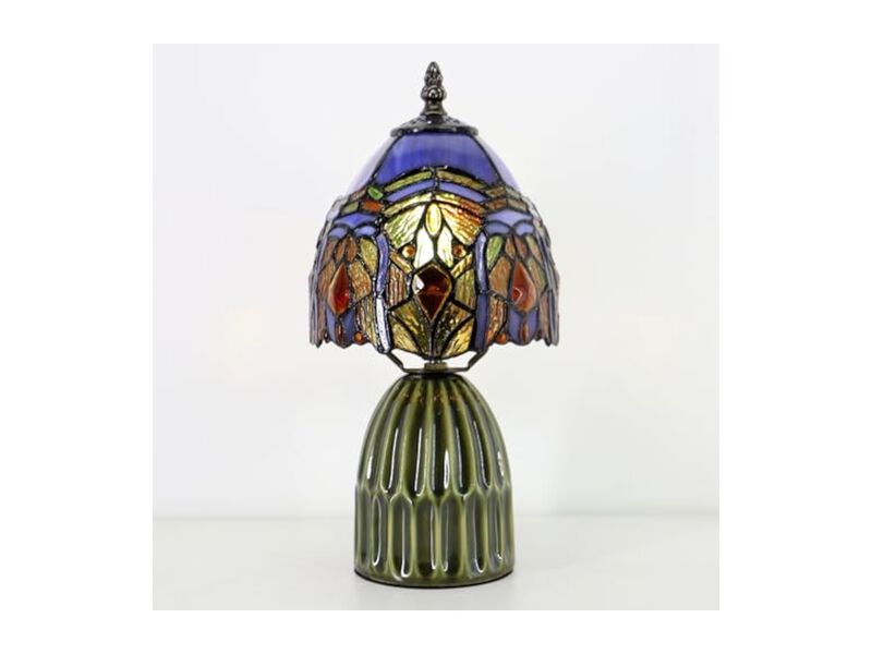 Tiffany Style Stained Glass Mushroom Accent Lamp For Bedroom Bedside Desk image number 3