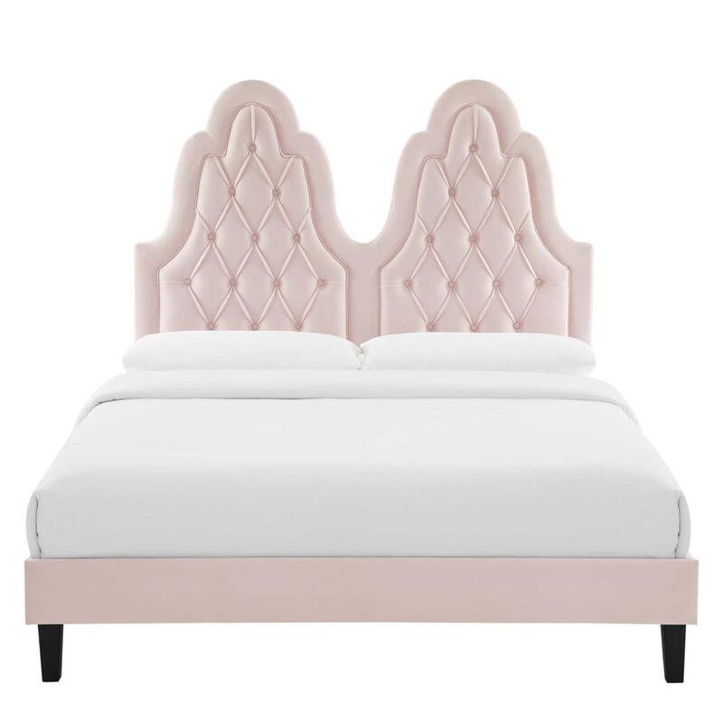 Modway Alexandria Tufted Performance Velvet Twin Platform Bed MOD-6933-PNK image number 4