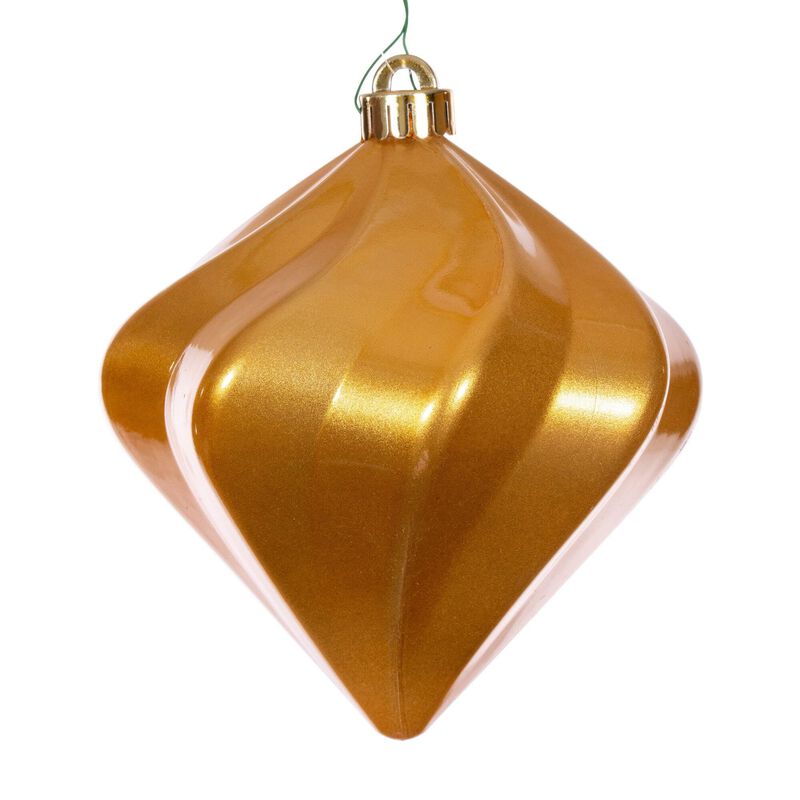 Vickerman 6" Copper Gold Swirl Diamond UV Candy Christmas Ornament, Set of 3 image number 0