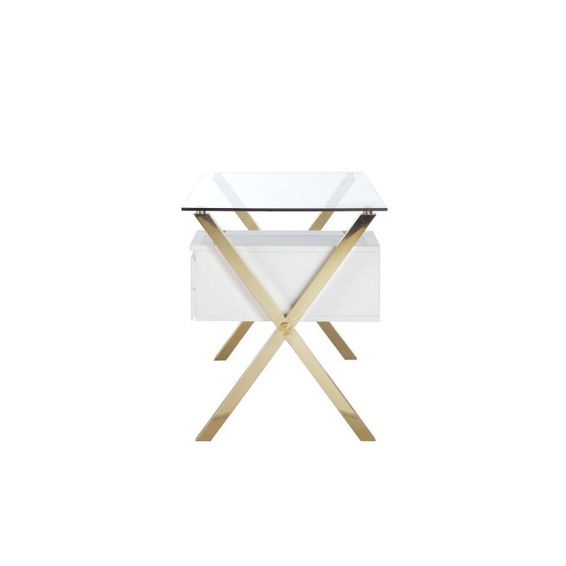 Pangea Home Gold Beverly Desk Small White