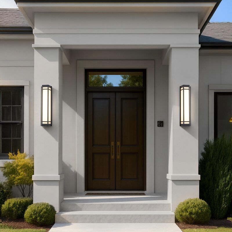 H20" Modern Craftsman Style Exterior Wall Sconce in Black with Frosted Acrylic Shade 24W Integrated LED Outdoor Wall Light image number 2