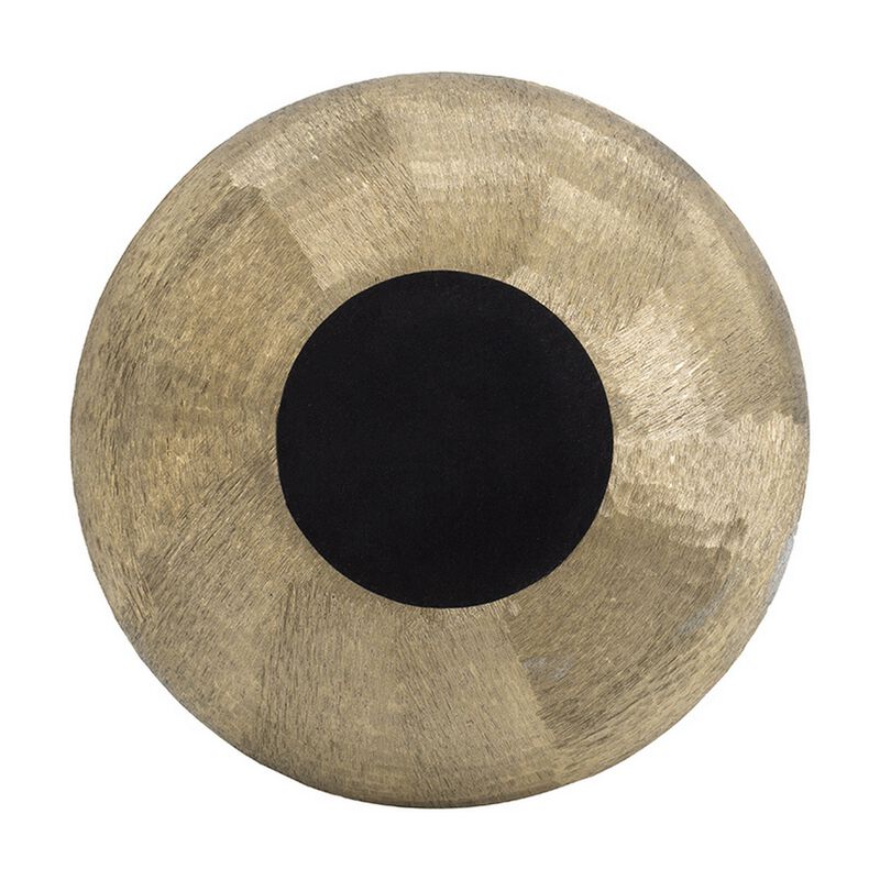 Set of 2 Metal Bowls, Seude Gold Finish, Curved Shape, Streaked Texture - Benzara