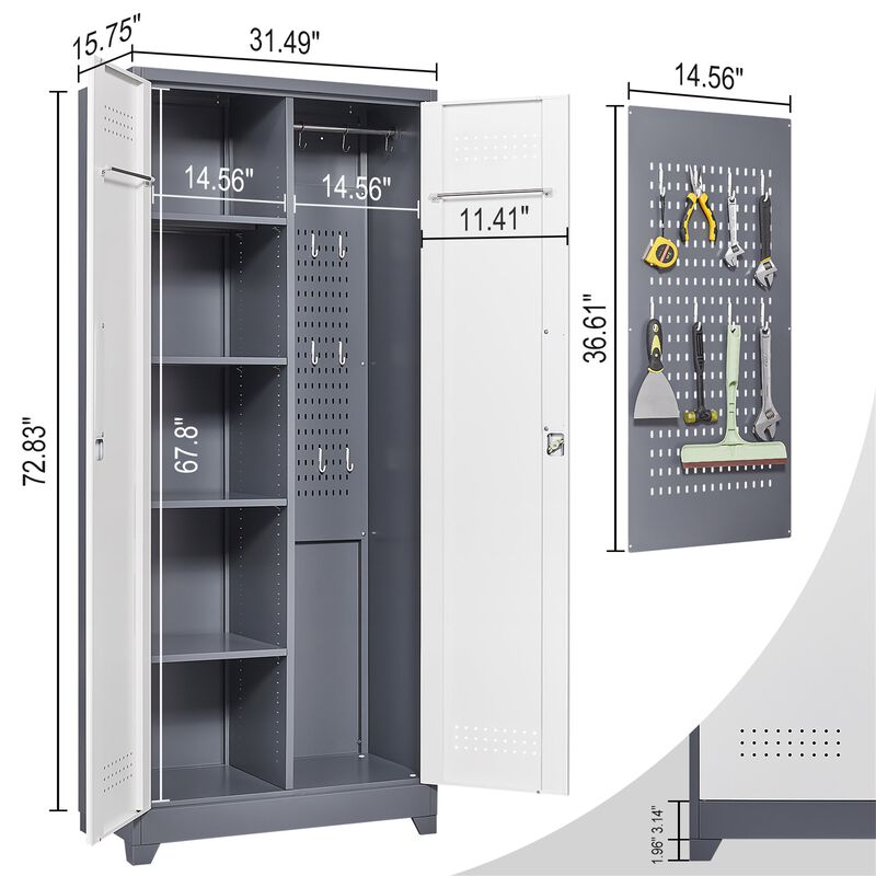 Gray Metal Cleaning Tool Cabinets With Locking Doors image number 1