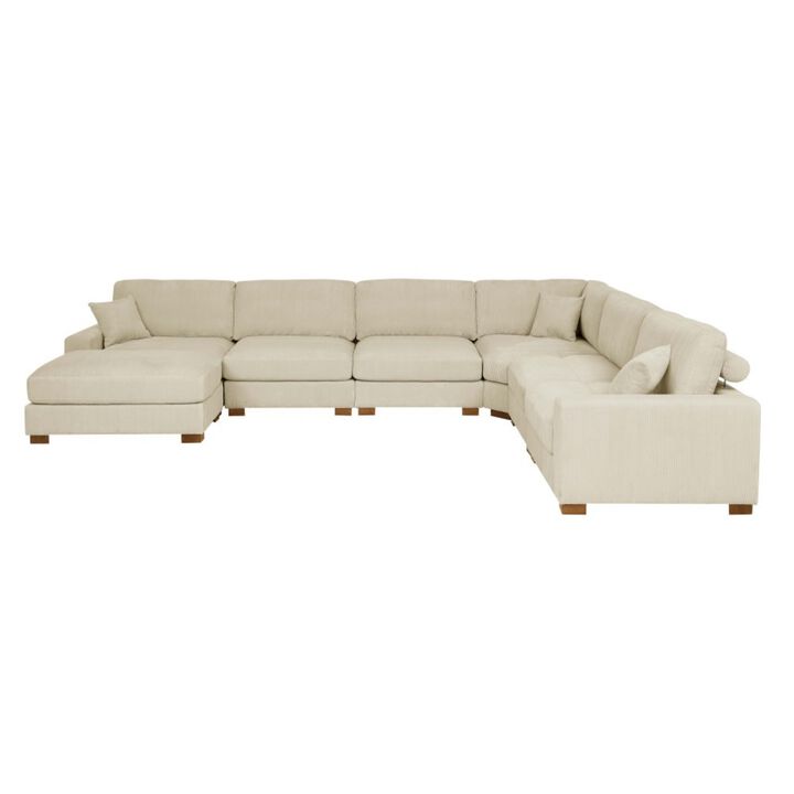 Glogru 159.5 Inch Corduroy Modular Corner Sectional Sofa