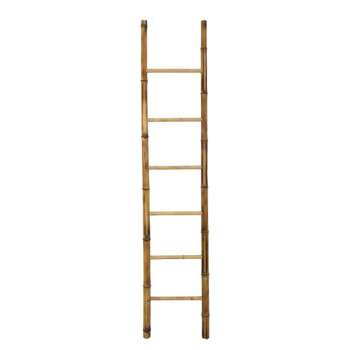 Natural Bamboo Ladder, Decorative and Utility Leaning Rack, 86 Inch Brown