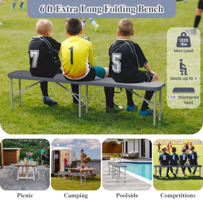 Hivvago Folding HDPE Bench with 1320 LBS Capacity and Handle Lock