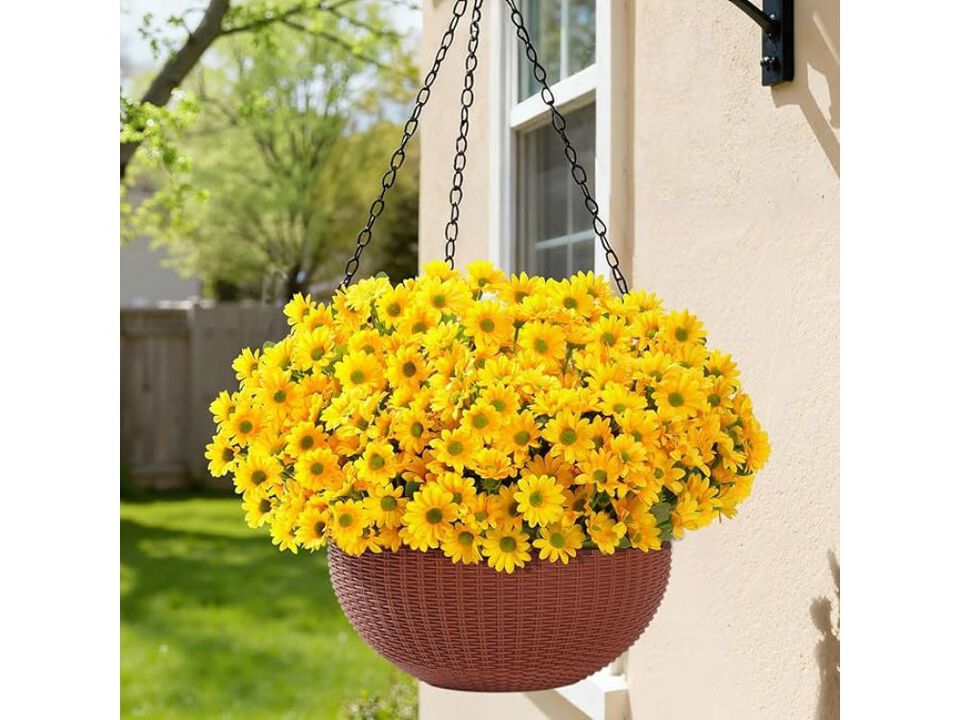 12 Bundle Yellow Artificial Daisy Flowers UV Resistant Outdoor Window Box Decor