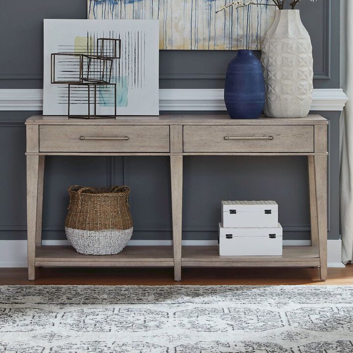 Liberty Furniture Sofa Table for Living Room Storage Traditional - Sanctuary White Oak Wood
