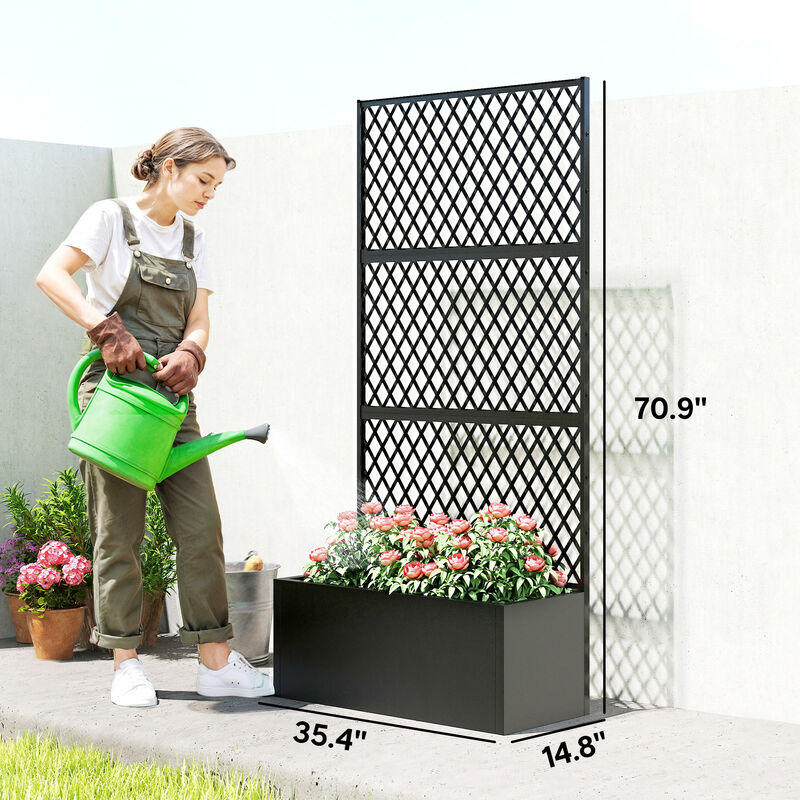Hivvago Diamond Lattice Metal Garden Bed with Trellis image number 2