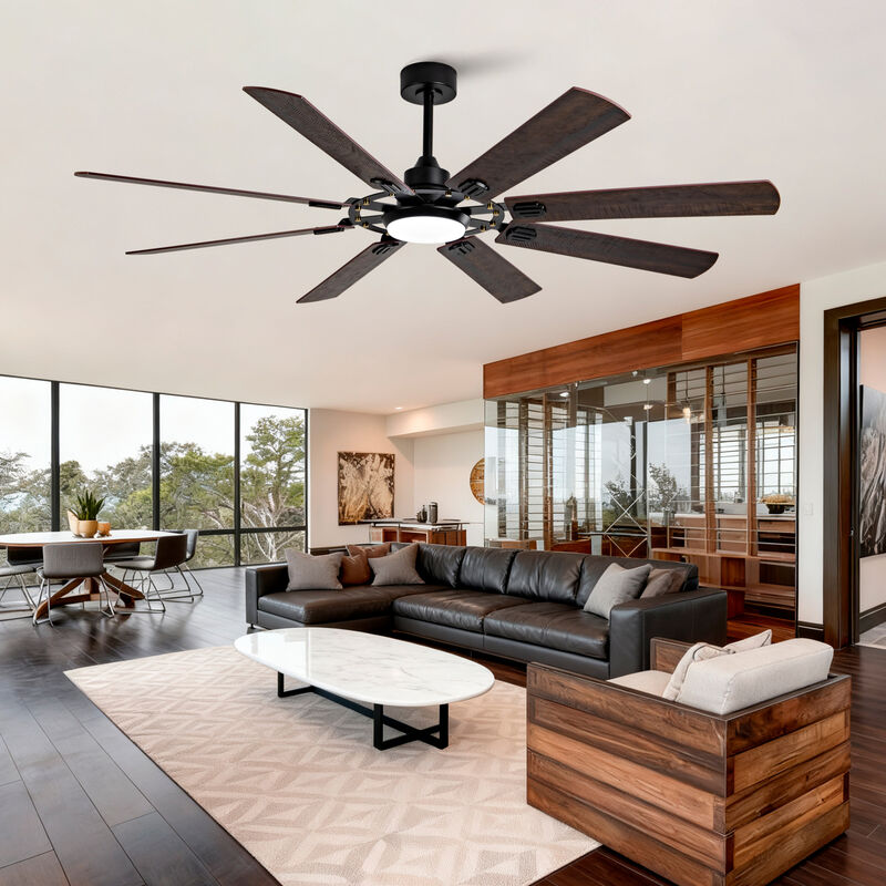ELEMENT ACE 72-Inch 8-Blade Ceiling Fan with Dimmable Integrated Light, Remote Control, Reversible Quiet DC Motor for Indoor and Covered Outdoor Spaces image number 1