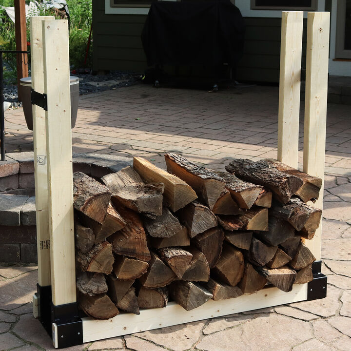 Sunnydaze Steel Adjustable Firewood Log Rack Bracket Kit - Set of 2
