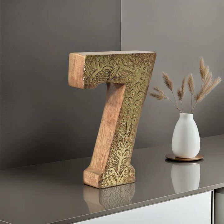 Vintage Natural Gold Handmade Eco-Friendly "7" Numeric Number For Wall Mount & Table Top Décor