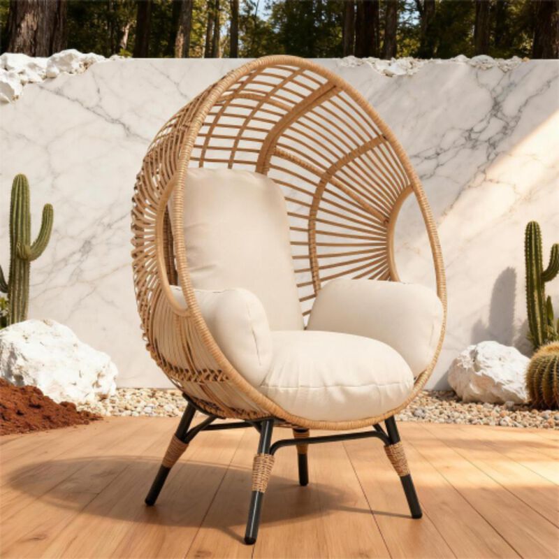 Hivvago PE Rattan Egg Swing Chair with Cushion image number 1