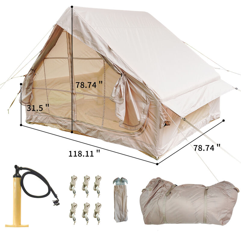 WOW PIONEER Spacious 4-6 Person Inflatable Glamping Tent - Easy Setup 4 Season Waterproof Outdoor Shelter with 12 Mesh Windows image number 2