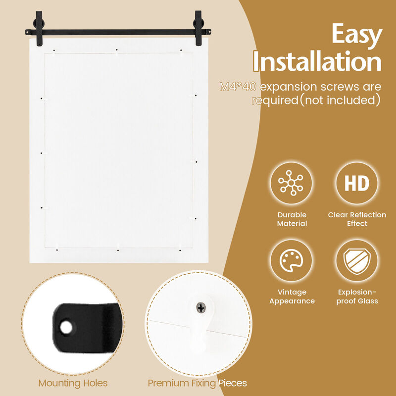 30 x 22 Inch Wall Mount Mirror with Wood Frame