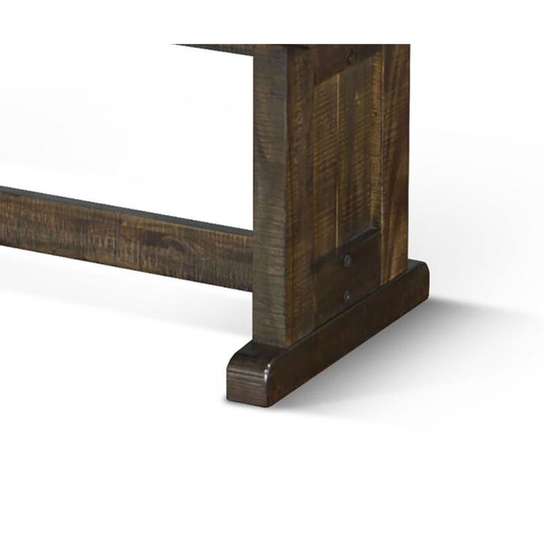 Camie Side Dining Bench, Plank Seat, Dark Brown Mahogany Wood 48 Inch