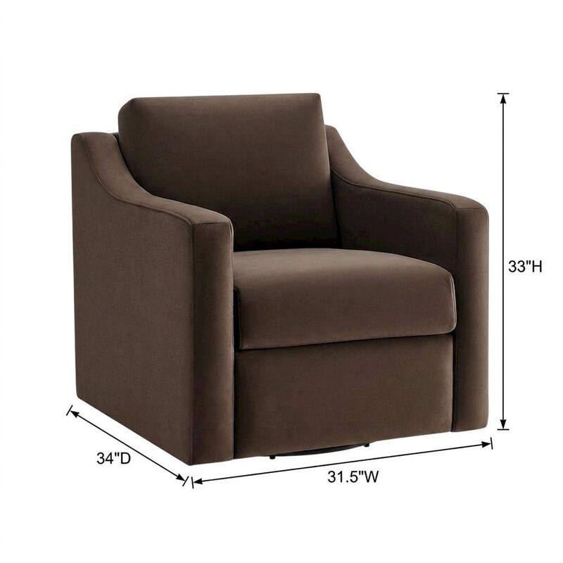 Performance Velvet Swivel Accent Armchair for Living Room, Bedroom, Chocolate image number 2