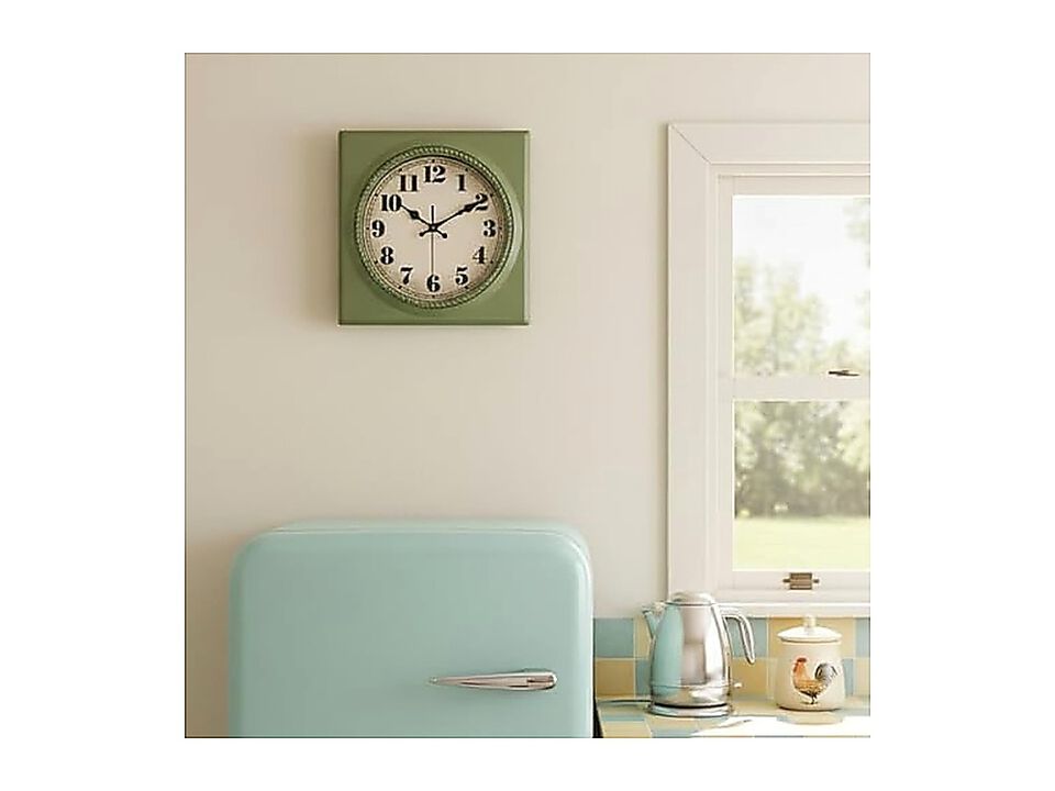 Vintage Wall Clock 1950s Style Retro 50 Mid Century Square Clocks Battery Living