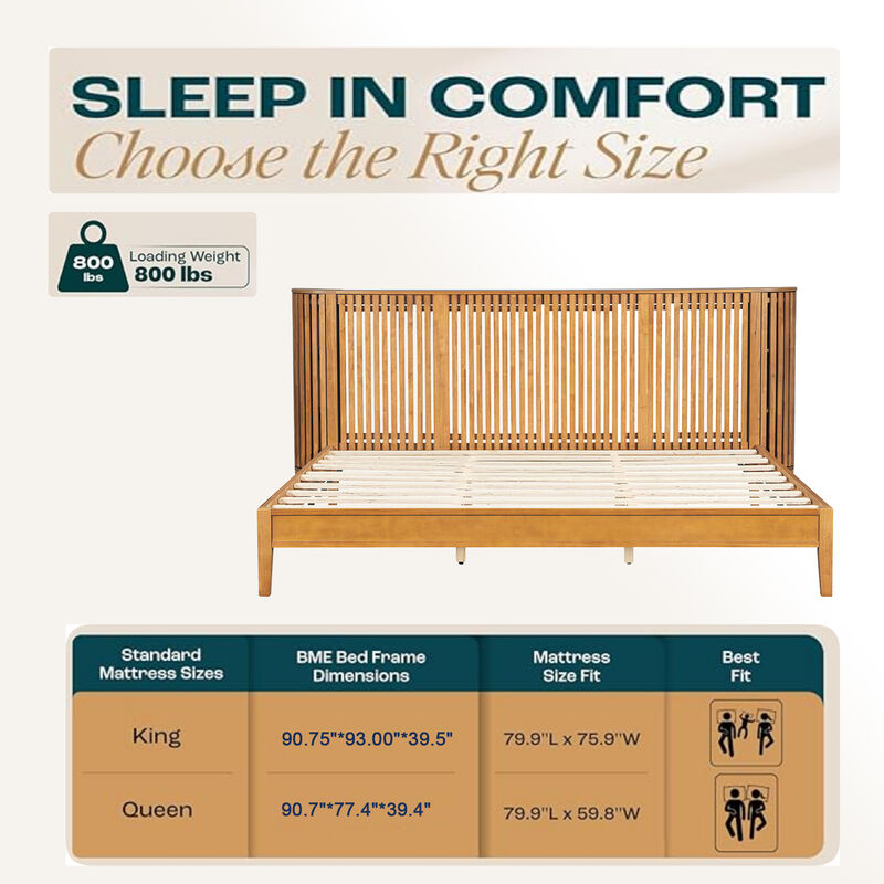 Christopher Knight Home Dyrik Mid-Century Modern Bed with Slatted Headboard and Built-in Side Storages