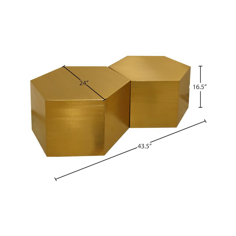 Meridian Furniture Hexagon Brushed Gold Coffee Table