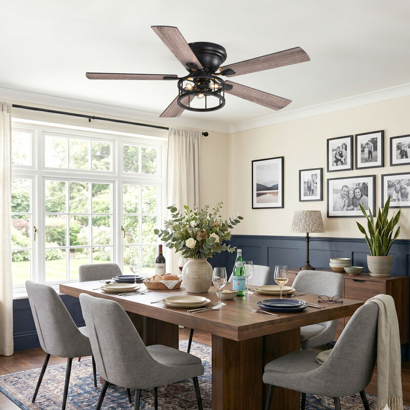 Breezary 52 in Ceiling Fan with Light, Walnut Plywood Blades, Quiet Reversible DC Motor, Remote Control, 6 Speeds image number 7