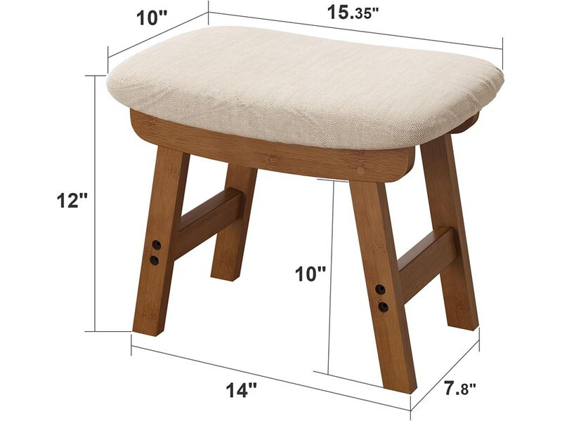 Small Soft Footrest Ottoman with Wood Legs image number 4