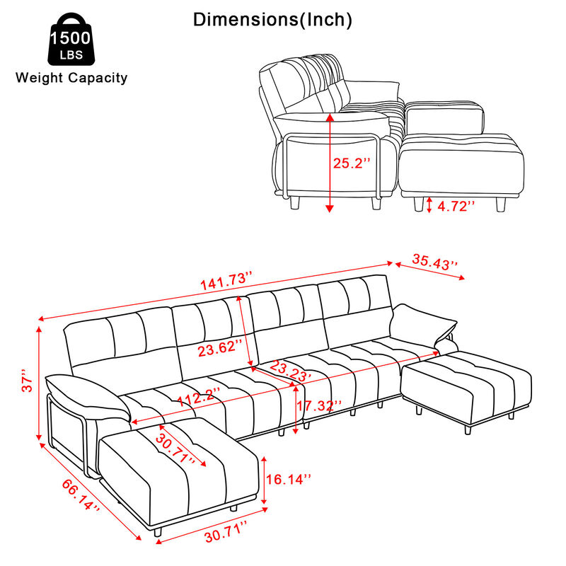 Vindhu 141.73'' Chenille Upholstery Material Modular Sofa image number 6